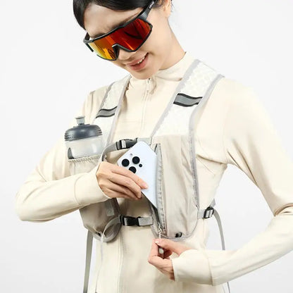 Biking Running Storage Vest Lightweight Running Vest Reflective Hydration Water Chest Pack with Phone Storage Pocket