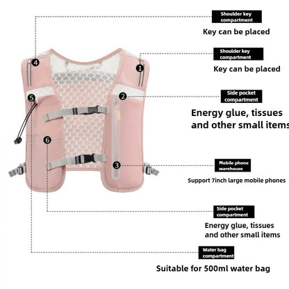 Ultralight Hydration Running Vest Reflective Breathable Adjustable Women Men Trail Marathon Cycling Hiking Water Bottle Vest