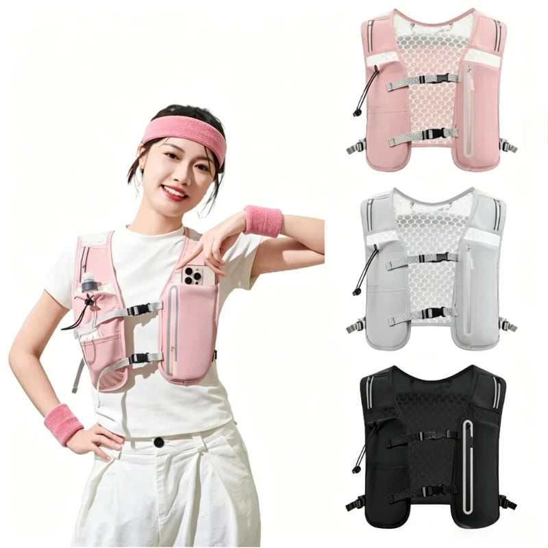 Ultralight Hydration Running Vest Reflective Breathable Adjustable Women Men Trail Marathon Cycling Hiking Water Bottle Vest